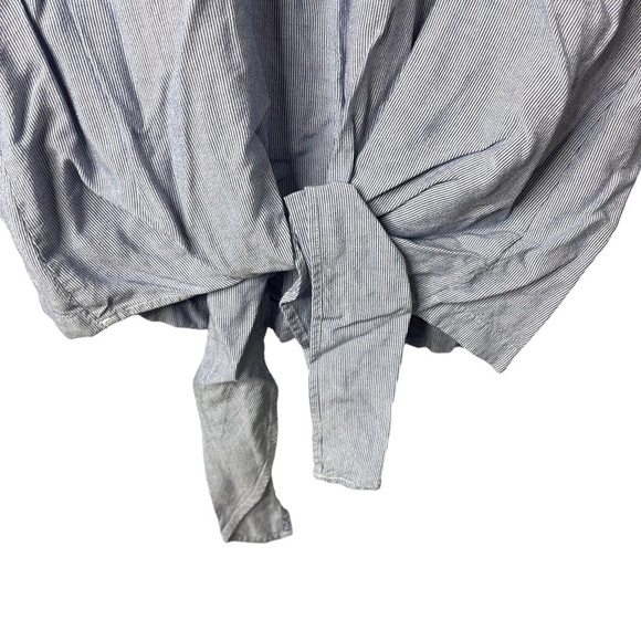 Madewell Tie Front Top Stripe Size Medium Blue Button Back Style G7350 - Picture 5 of 8